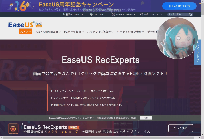 PC画面録画ソフト「EaseUS RecExperts」の特徴 / Webカメラの録画