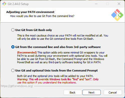git for windows Adjusting your PATH environment