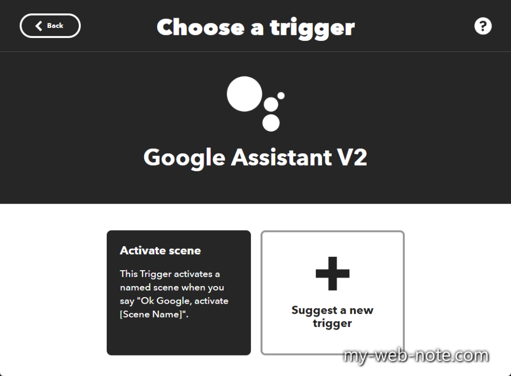 IFTTT / Google Assistant V2 Activate scene