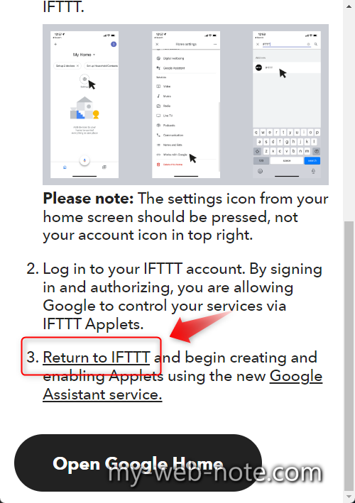 IFTTT / Google Assistant V2 Return to IFTTT