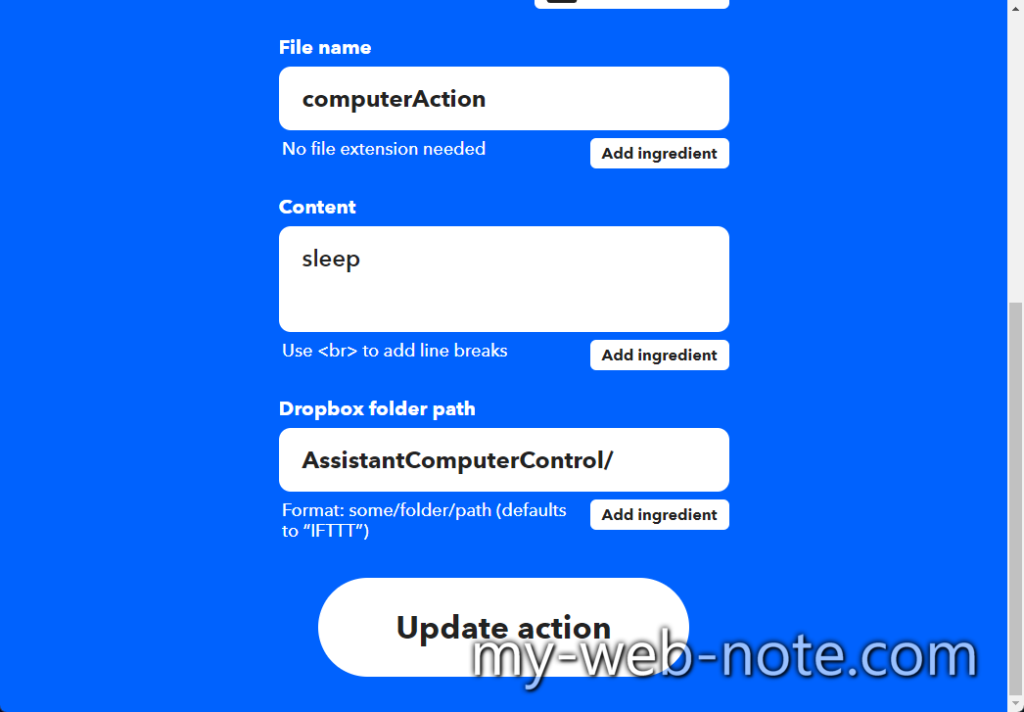 IFTTT / AssistantComputerControl PC Sleep Action