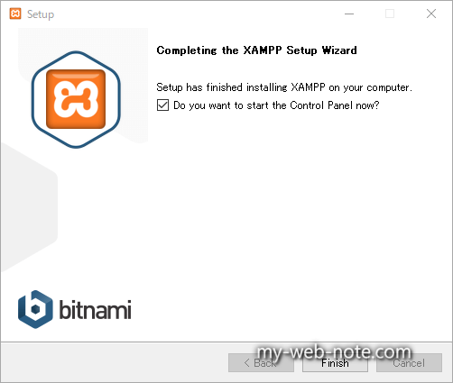 XAMPPをダウンロードしてインストール / Completing the XAMPP Setup Wizard