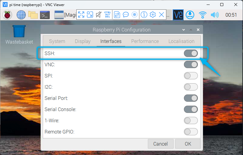 raspberry pi desktop ssh enable